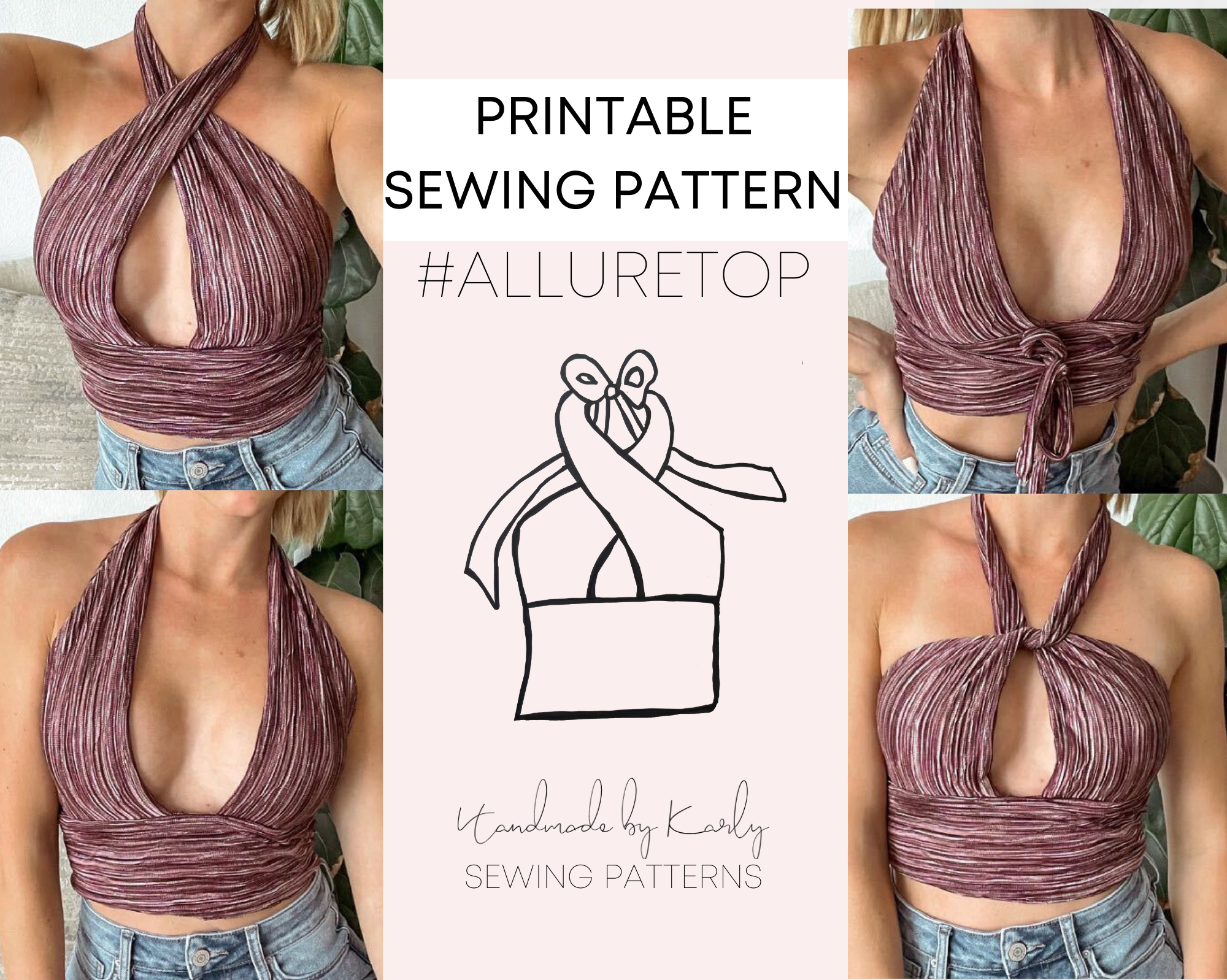 Halter Top Digital Sewing Pattern #ALLURETOP US 2-14 | – Handmade by Karly