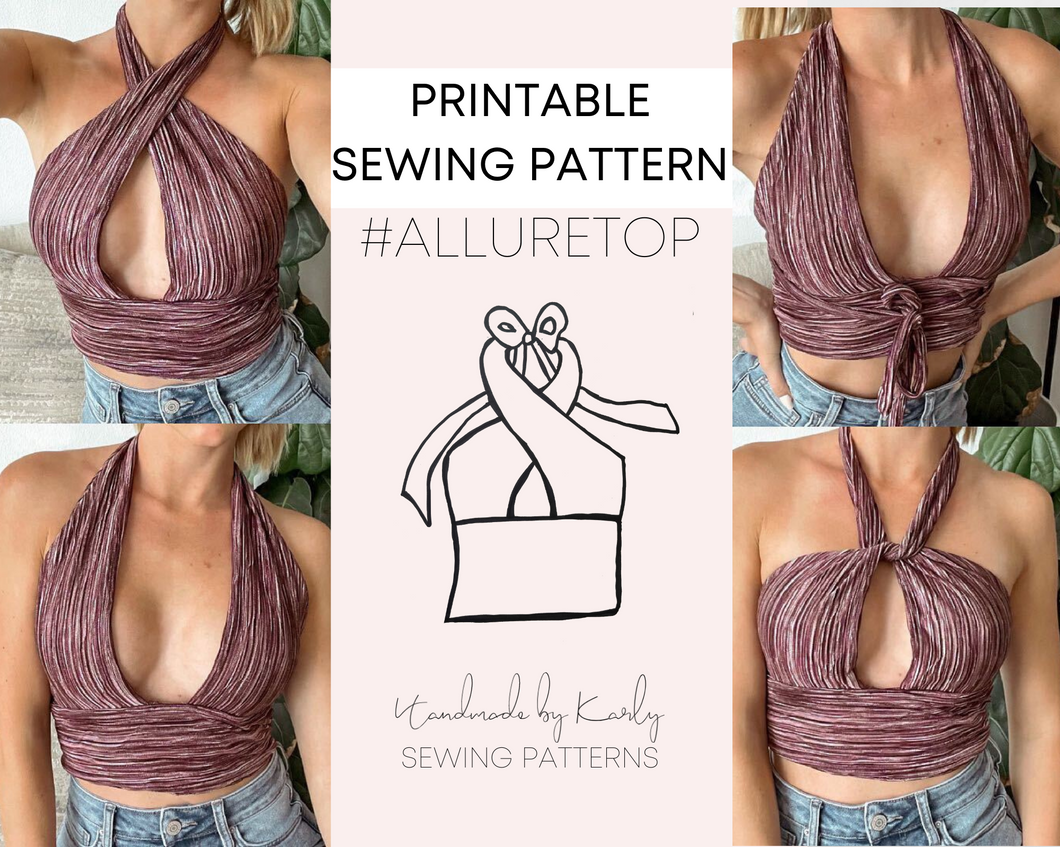 Halter Top Digital Sewing Pattern #ALLURETOP | US 2-14 | PDF Printable Instant Download Sewing Patterns