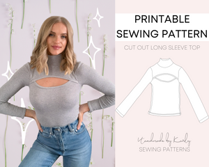 Cut Out Long Sleeve Top Digital Pattern | US 2-14 | PDF Printable Instant Download Sewing Patterns